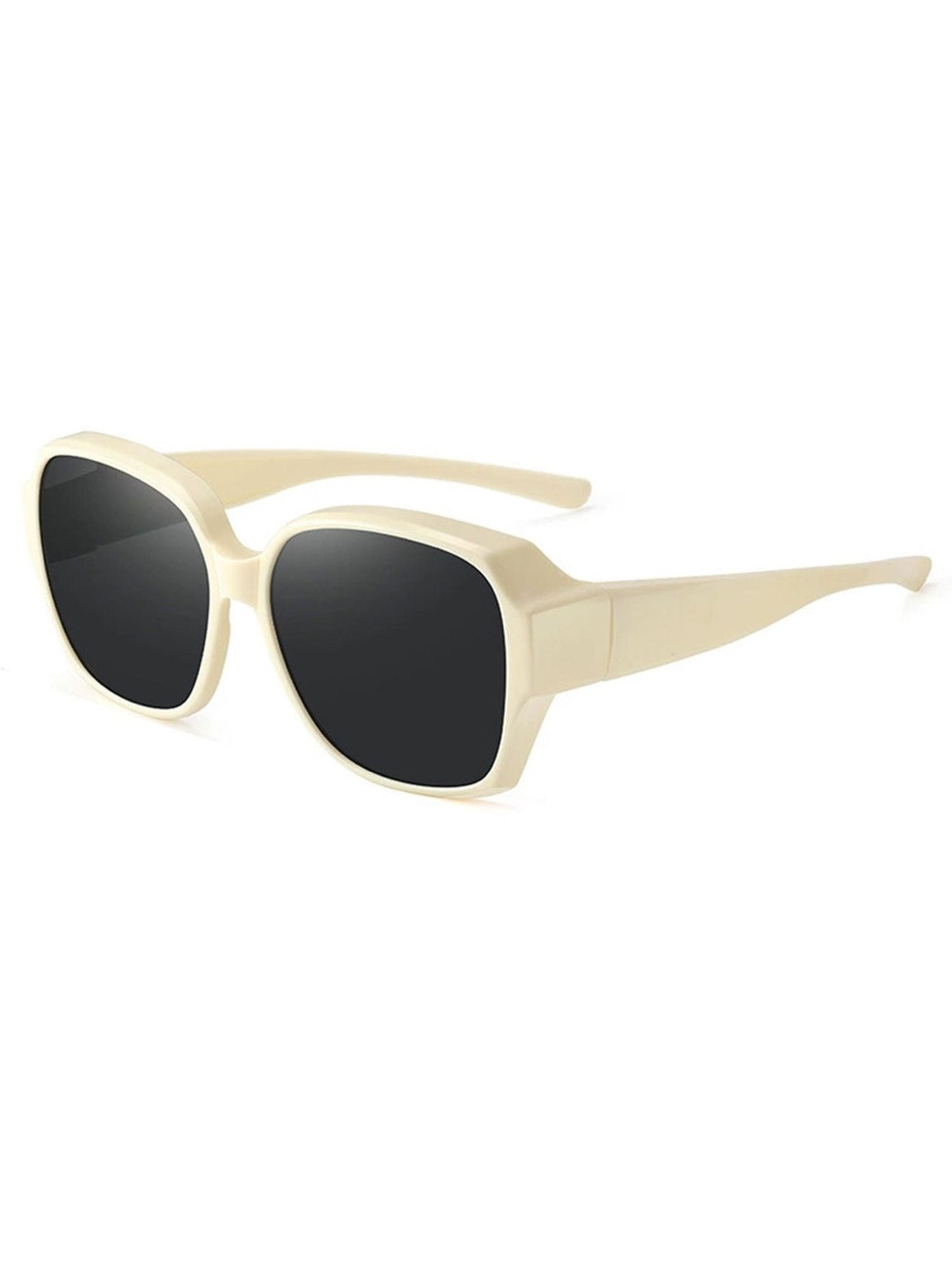 Cream Colored Overvue Polarized Glasses - Fits Over Frames Style Unisex Like New
